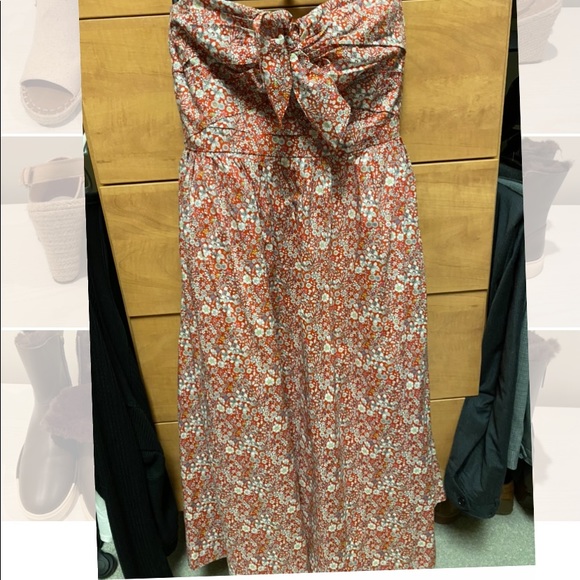 J. Crew Tea-length Red Floral Dress NWT - Picture 3 of 6